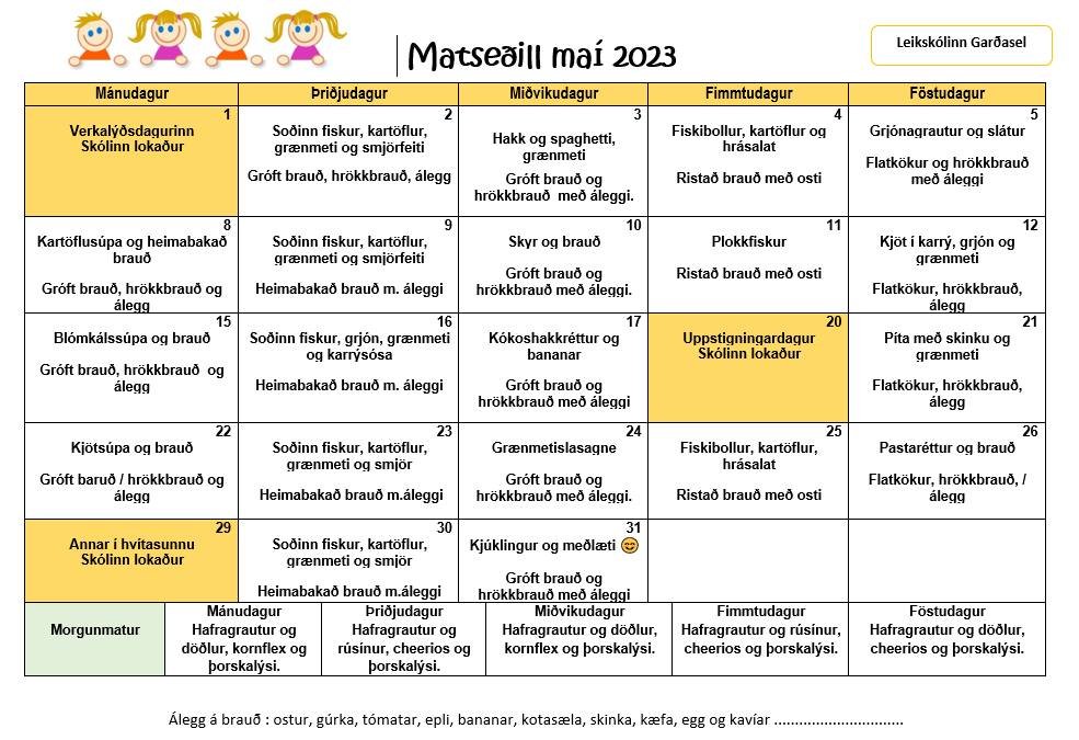 Matseðill í maí | Garðasel