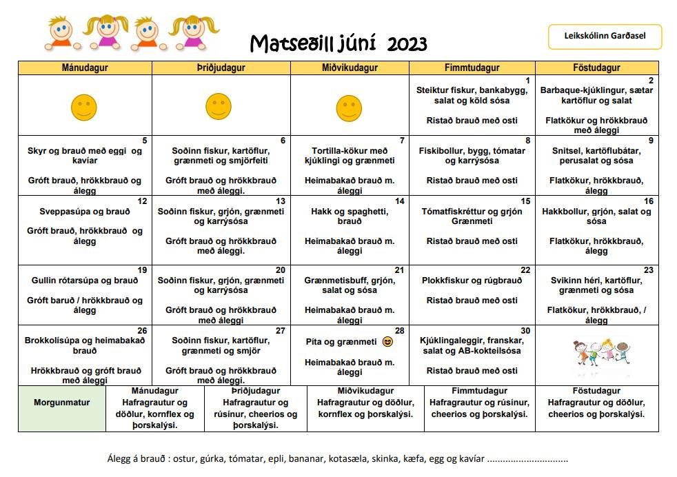 Matseðill í júní