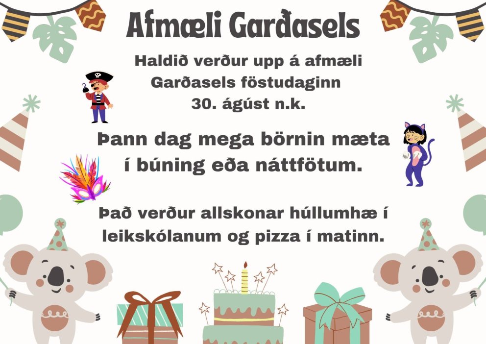 Afmæli leikskólans föstudaginn 30. ágúst 2024