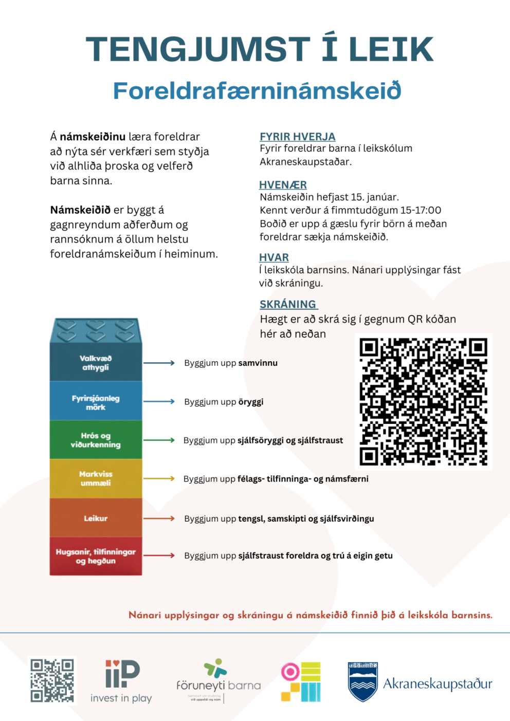 Tengjumst í leik (e. Invest in Play) Foreldranámskeið