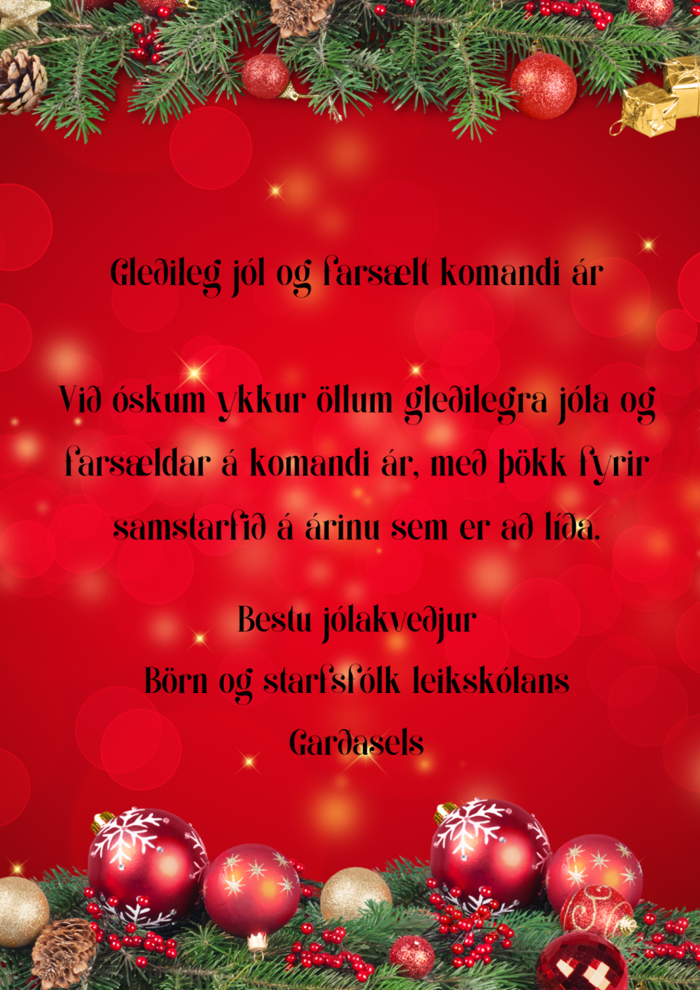 Jólakveðja frá nemendum og starfsfólki Garðasels
