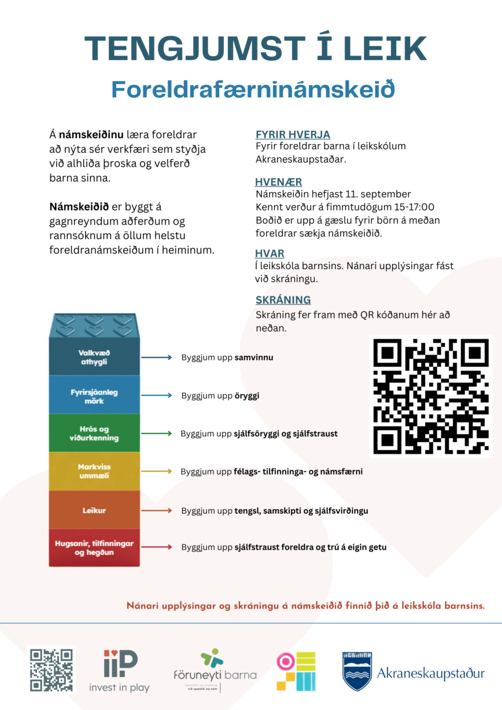 Tengjumst í leik (e.Invest in Play) Foreldranámskeið