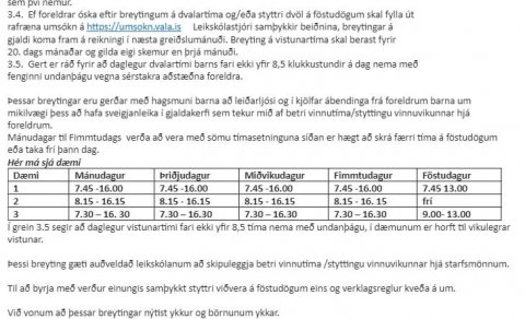 Breytingar á kaupum á dvalartímum barna
