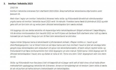 Innritun barna sumarið 2023