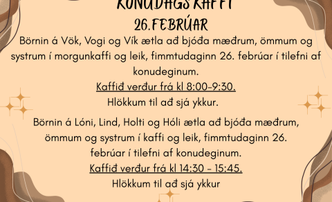 Konudagskaffi fimmtudaginn 26. febrúar.