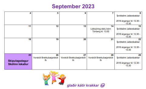 Dagatal og viðburðir í september