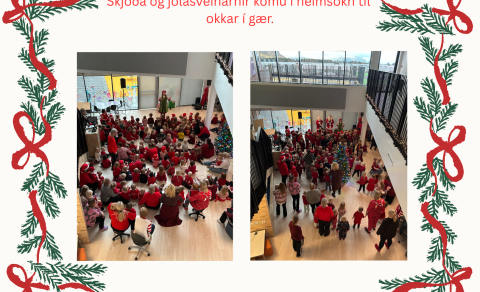 Skjóða og jólasveinarnir komu í heimsókn til okkar í gær.