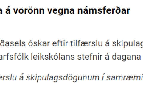 Tilfærsla á skipulagsdögum samþykkt